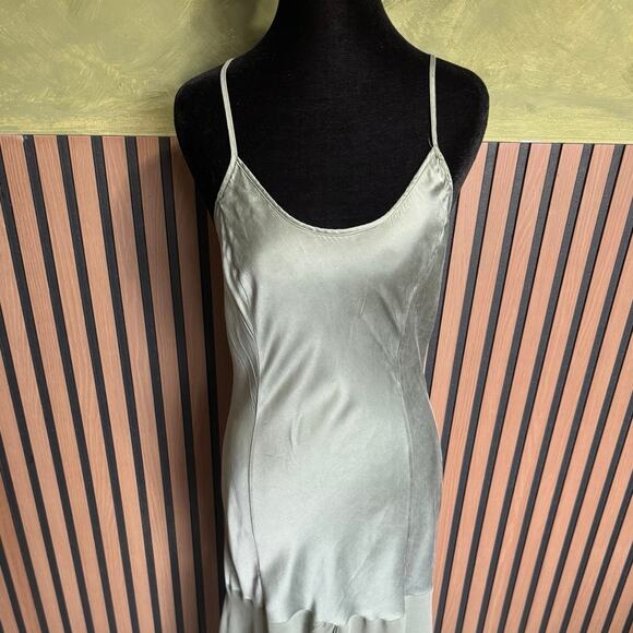 Victoria Secret 90s Gold Label Silk Slip Chemises Dress Sage Green Size Medium - Picture 2 of 10